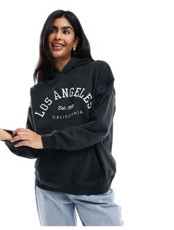 'Los Angeles' graphic hoodie in black