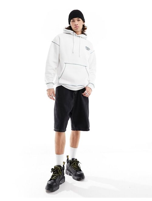 Pull&Bear overlock hoodie in white