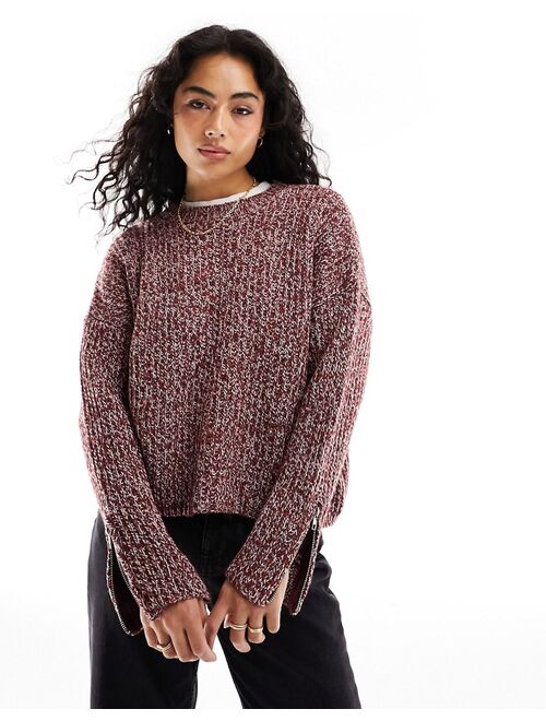 Pull&Bear salt & pepper knit sweater in burgundy