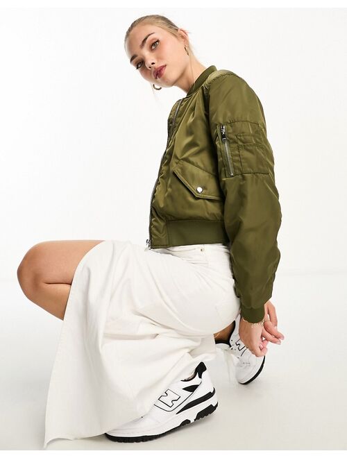 Pull&Bear bomber jacket in khaki green