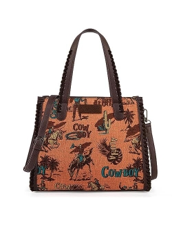 Wrangler Tote Bag for Women Boho Aztec Purses with Signature Guitar Strap Fall Collection