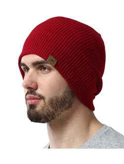 Tough Headwear Winter Beanie Knit Hat for Men & Women - Daily Knit Ribbed Cap - Warm & Soft Stylish Toboggan Skull Caps for Cold Weather