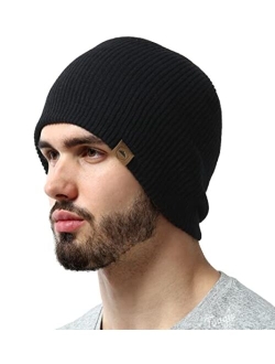 Tough Headwear Winter Beanie Knit Hat for Men & Women - Daily Knit Ribbed Cap - Warm & Soft Stylish Toboggan Skull Caps for Cold Weather