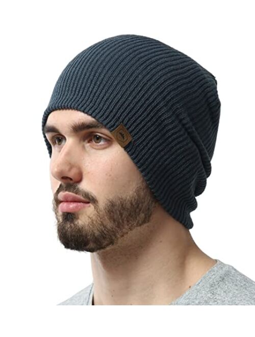 Tough Headwear Winter Beanie Knit Hat for Men & Women - Daily Knit Ribbed Cap - Warm & Soft Stylish Toboggan Skull Caps for Cold Weather