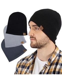 Tough Headwear Knit Beanie Winter Hat for Men and Women-Toboggan Cap for Cold Weather - Warm Ribbed Stocking Hat, Skate Cap