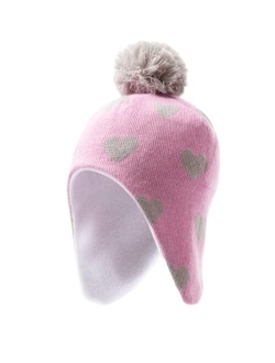 Tough Headwear Boys & Girls Ear Flap Beanie - Fleece Lined Beanie Kids, Toddler Winter Hat, Pom Pom Beanie Toddler Knit Cap