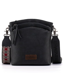 Multiple Compartment CCW Pocket Crossbody Bag With Guitar Strap