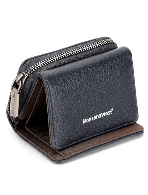 Montana West Women's Wallet Slim Bifold Card Holder RFID Blocking with Zipper Coin Pocket MWC-W804BR