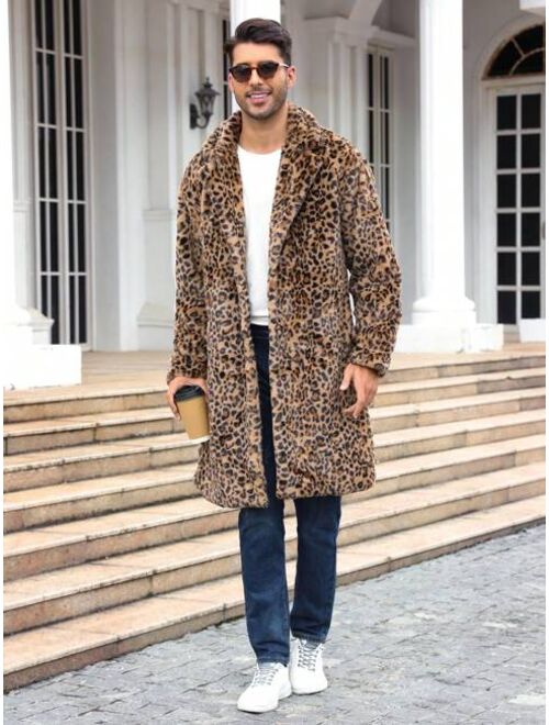 RELISH NOLESS Men Leopard Print Single Breasted Teddy Coat