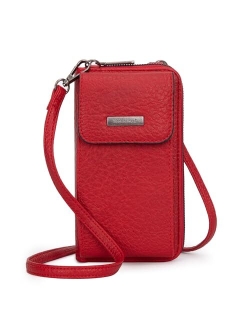 Crossbody Wallet for Women Dual Zipper Compartment Cluth Purse