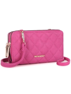 Crossbody Wallet for Women Dual Zipper Compartment Cluth Purse