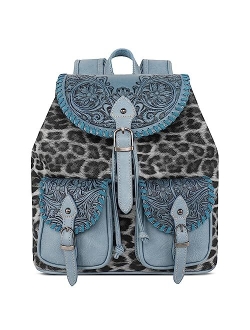 Western Tooled Collection Backpack Large Travel Western Backpack for Women MW1173-9110BL