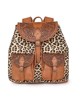 Western Tooled Collection Backpack Large Travel Western Backpack for Women MW1173-9110BL