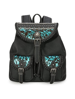 Western Tooled Collection Backpack Large Travel Western Backpack for Women MW1173-9110BL