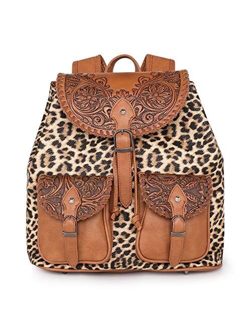 Montana West Western Tooled Collection Backpack Large Travel Western Backpack for Women MW1173-9110BL