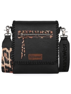 Crossbody Bag for Women Concealed Carry Messenger Handbag with Leopard Guitar Strap and Holster