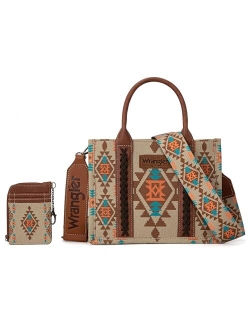 Wrangler Aztec Tote Bag for Women Boho Shoulder Purses and Handbags Set