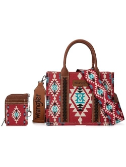 Wrangler Aztec Tote Bag for Women Boho Shoulder Purses and Handbags Set