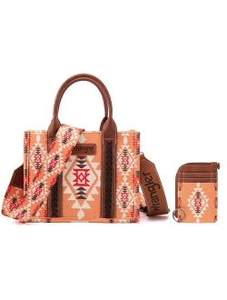 Wrangler Aztec Tote Bag for Women Boho Shoulder Purses and Handbags Set