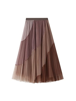 Dirholl Women's A-Line Fairy Elastic Waist Tulle Midi Skirt