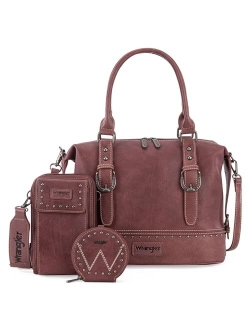 Wrangler 3Pcs Doctor Bag Sets for Women Top-handle Satchel Bag with Cell Phone Handbags and Coin Purse