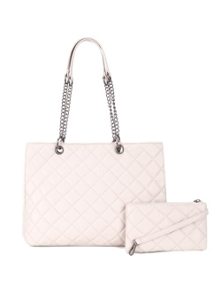 Quilted Shoulder Tote Bag for Women With 2PCS Purse Set