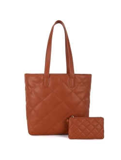 Quilted Shoulder Tote Bag for Women With 2PCS Purse Set