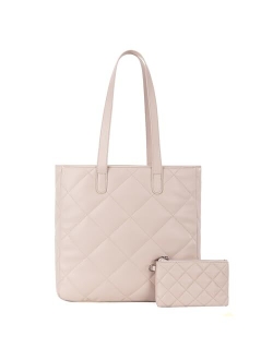 Quilted Shoulder Tote Bag for Women With 2PCS Purse Set