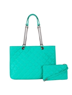 Quilted Shoulder Tote Bag for Women With 2PCS Purse Set