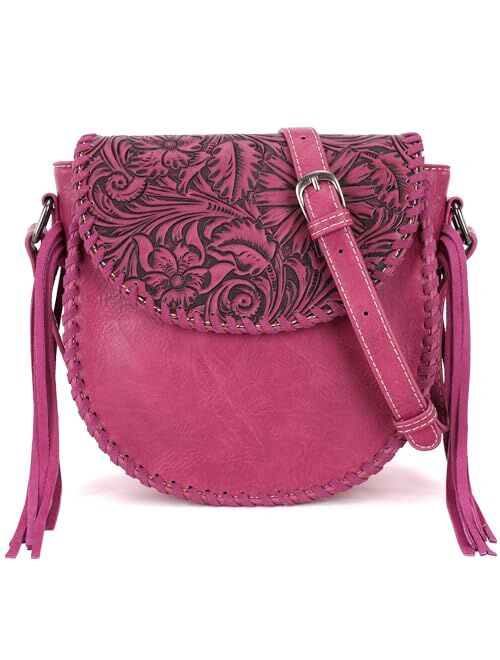 Montana West Crossbody Bags for Women Western Designer Saddle Purse Embossed Braid Handbags