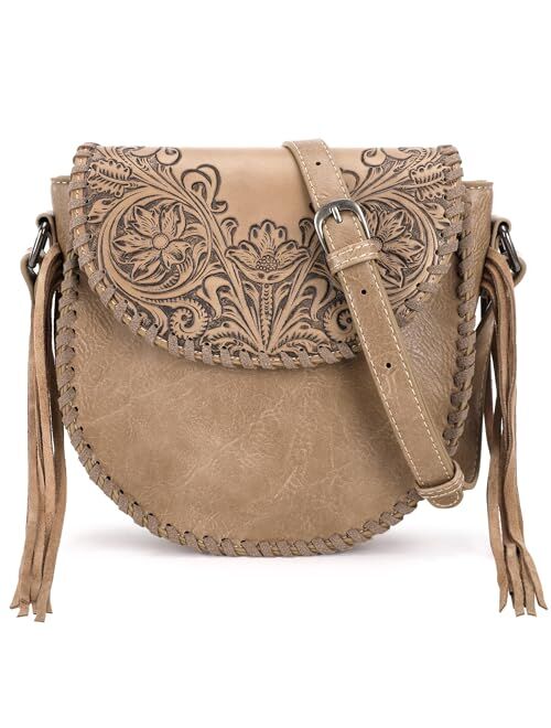 Montana West Crossbody Bags for Women Western Designer Saddle Purse Embossed Braid Handbags