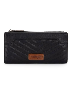 Wrangler Minimalist Wallet for Women Credit Card Wallet Ladies Travel Wallet Billeteras de Mujer Card Cases & Money Organizers with Smooth Zippers Coffee WG1