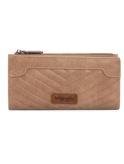 Wrangler Minimalist Wallet for Women Credit Card Wallet Ladies Travel Wallet Billeteras de Mujer Card Cases & Money Organizers with Smooth Zippers Coffee WG1