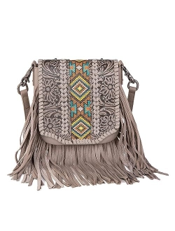 Crossbody Bag Western Purses for Women Genuine Leather Fringe Handbag Western Gifts for Women