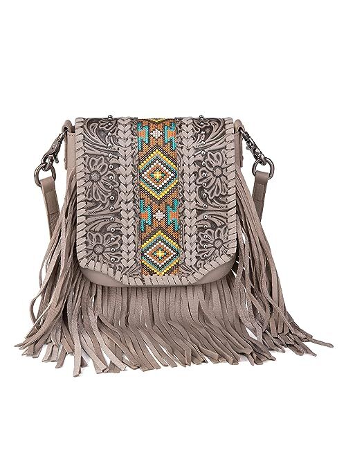 Montana West Crossbody Bag Western Purses for Women Genuine Leather Fringe Handbag Western Gifts for Women