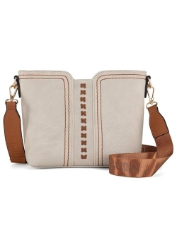 Crossbody bags for Women Cross Body Purses Small Shoulder Handbags with Wide Guitar Strap