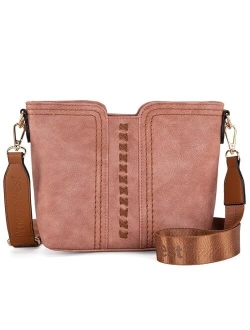 Crossbody bags for Women Cross Body Purses Small Shoulder Handbags with Wide Guitar Strap