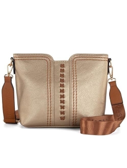 Crossbody bags for Women Cross Body Purses Small Shoulder Handbags with Wide Guitar Strap