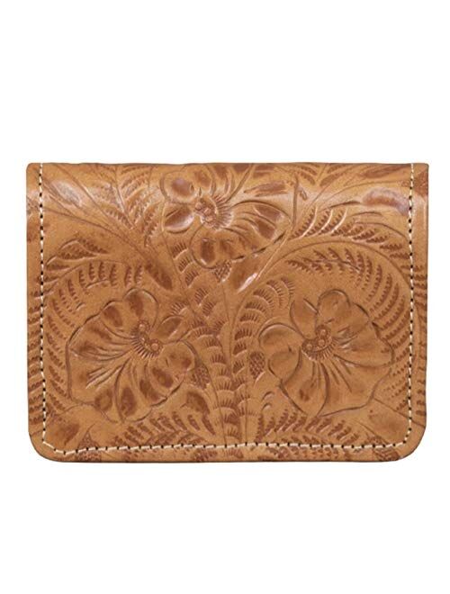 Montana West Genuine Leather Men's or Ladies Small Wallet ID CC Bills Handcrafted, Hand Tooled Cowhide (Brown Guns 2 Fold)