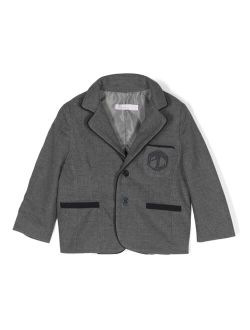 logo-embroidered single-breasted blazer