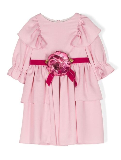 Patachou floral-appliqu ruffled dress