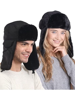 Tough Headwear Winter Trapper Hat - Russian Ushanka Trooper Aviator Hats for Men & Women - Snow Eskimo Hat with Ear Flaps