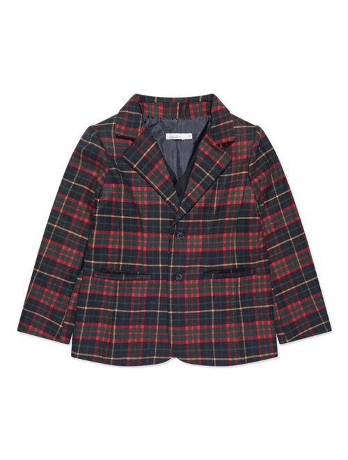 Patachou tartan-check notched-collar shirt