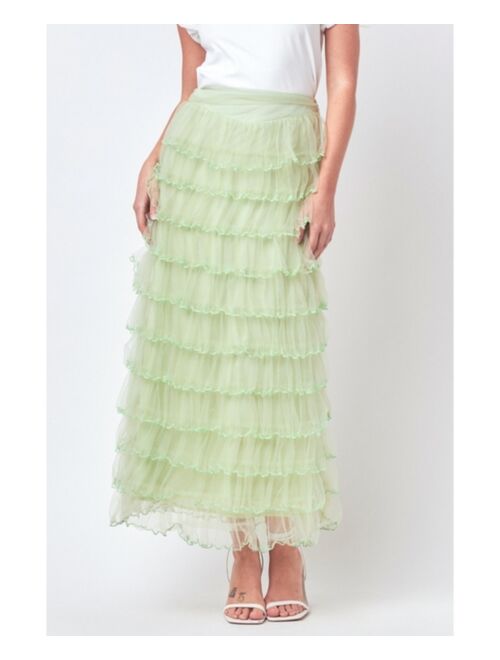 Free the Roses Women's Layered Tulle Midi Skirt