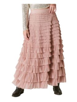 Women's Ruffled Tulle Maxi Skirt