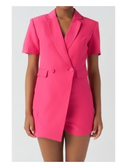 Women's Short Sleeve Blazer Romper