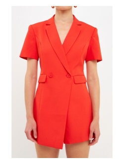 Women's Short Sleeve Blazer Romper