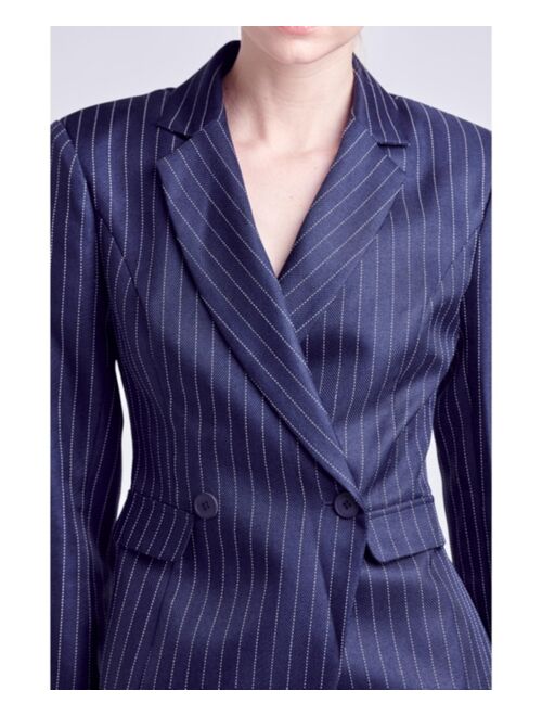 ENGLISH FACTORY Women's Pinstripe Blazer Romper