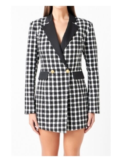 Women's Houndstooth Blazer Romper