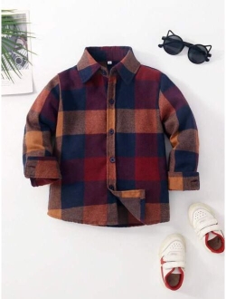 Shein Young Boy Plaid Print Shirt